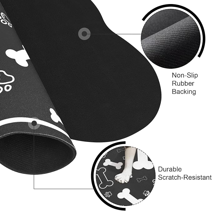 Dog Cat Food Mat, Rapid AbsorbentPet Feeding Mat, Bone Shaped Dog Placemat - Image 3