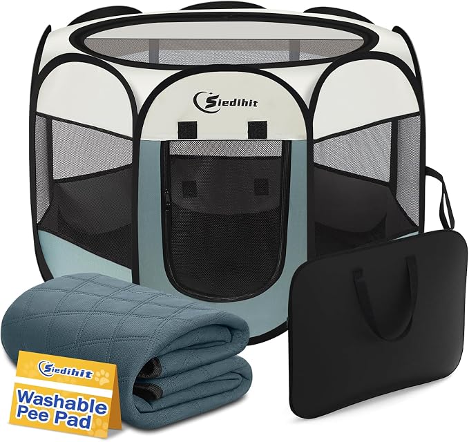 Pink Puppy Playpen for Middle Dog Cat, Dogs Tent Crate Cage Indoor/Outdoor by Siedihit