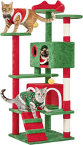 Yaheetech 54in Christmas Cat Tree, 2 Cozy Caves, Scratching Posts, Climbing by Yaheetech