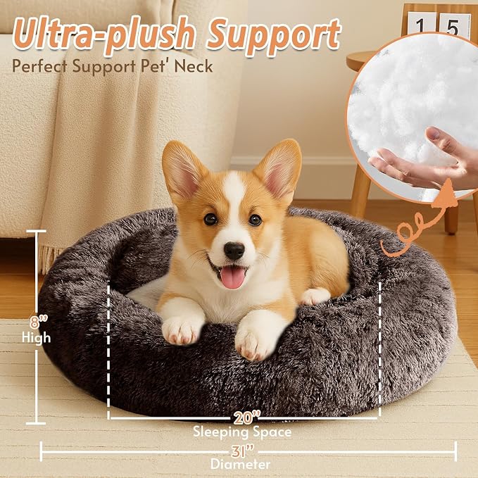 JOLLYVOGUE Calming Dog Bed Medium Size Dog, Anti-Anxiety Donut Medium Pet Bed - Image 4