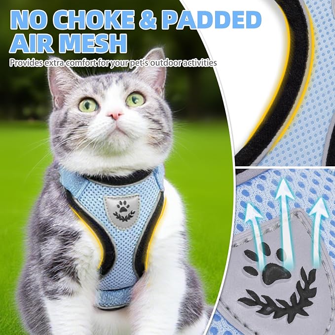 PUPTECK Cat Harness and Leash Set Escape Proof Reflective Cat Walking Harness - Image 2