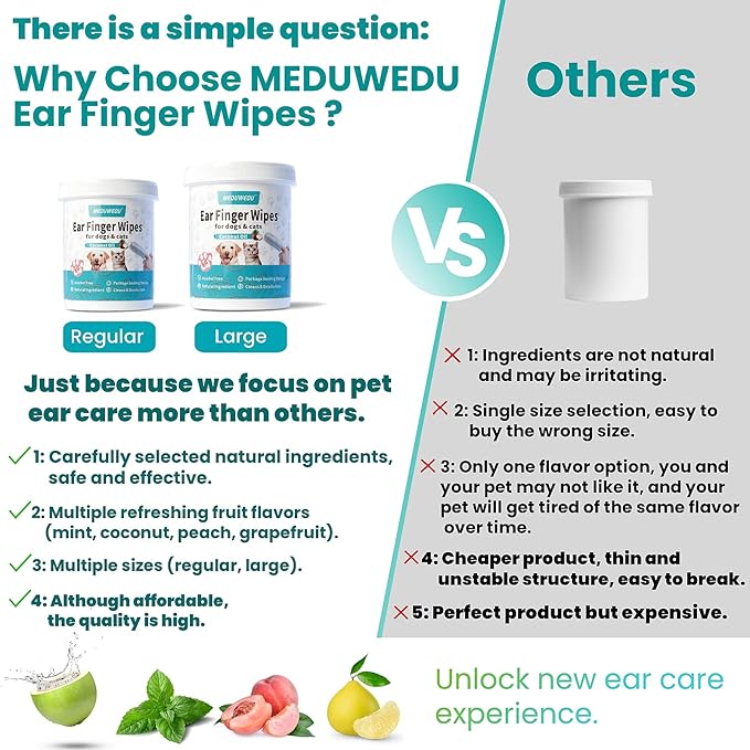 Ear Cleaner Finger Wipes 60 Counts, Dog Ear Cleaner, Soft & Easy Otic Cleaning - Image 7