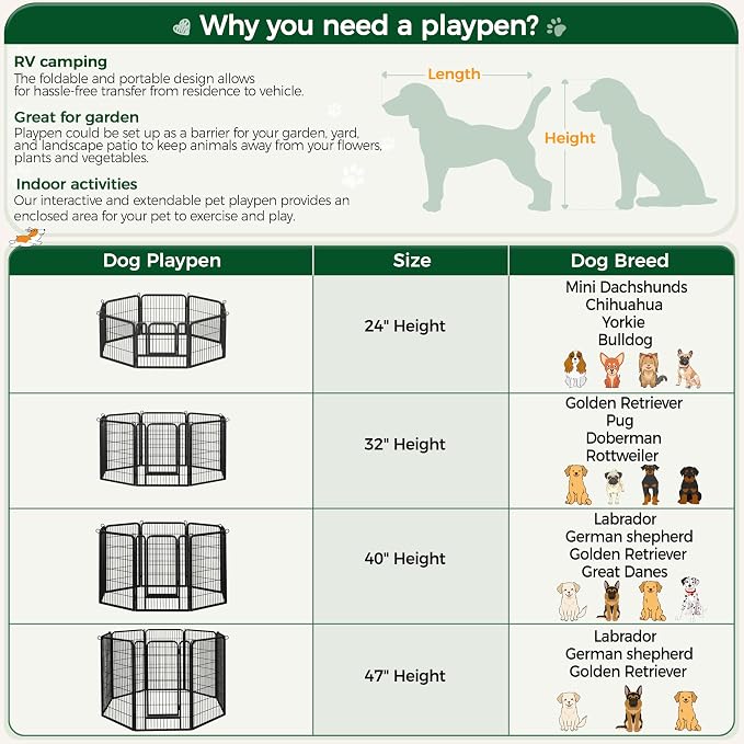 Yaheetech Dog Playpen Outdoor, 40 inch 6 Panels Dog Pen Indoor Heavy Duty Puppy - Image 8