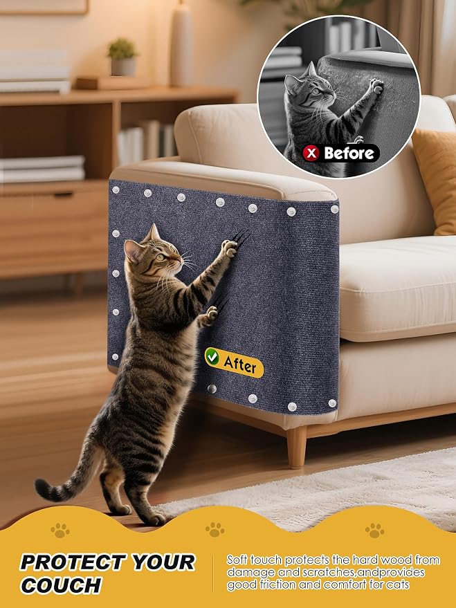 TLNNK 78.7"x15.8" Cat Scratch Mat, Trimmable Self-Adhesive Carpet, DIY Climb - Image 2