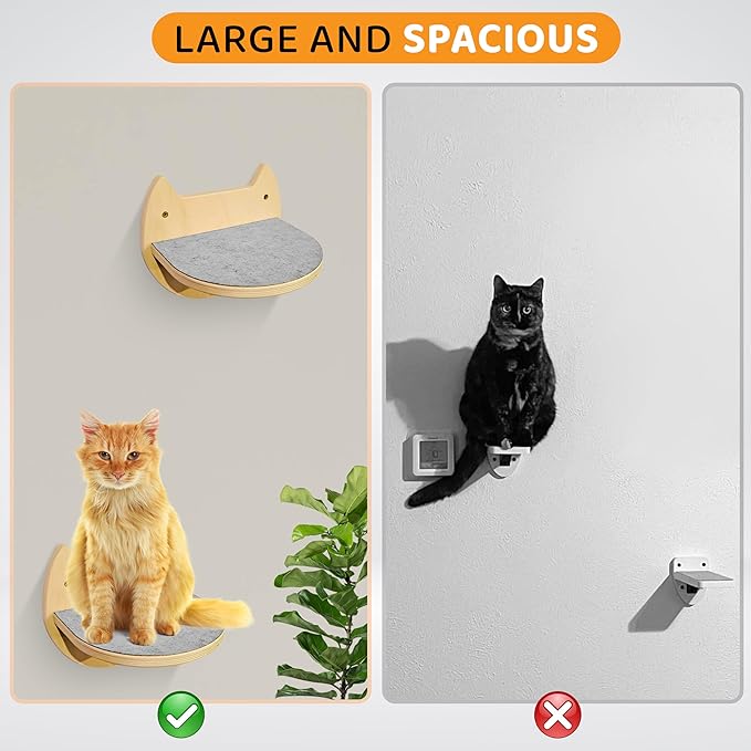 Cat Wall Shelves with 3 Steps – Modern Wood Wall Mounted Furniture, Climber & - Image 4