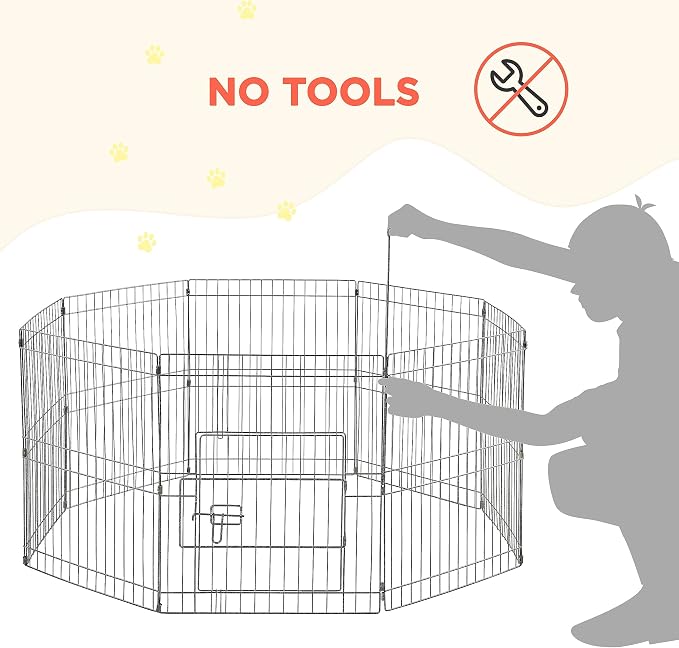 Yaheetech 24" High 8 Panel Foldable Metal Dog Exercise Pen Pet Playpen Dog - Image 7