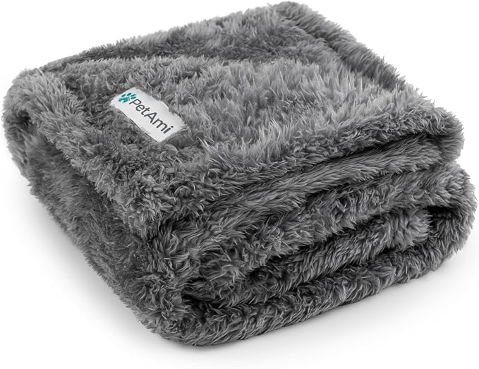 PetAmi Dog Blanket for Small Medium Dogs Grey, Fluffy Soft Puppy Blanket by PetAmi