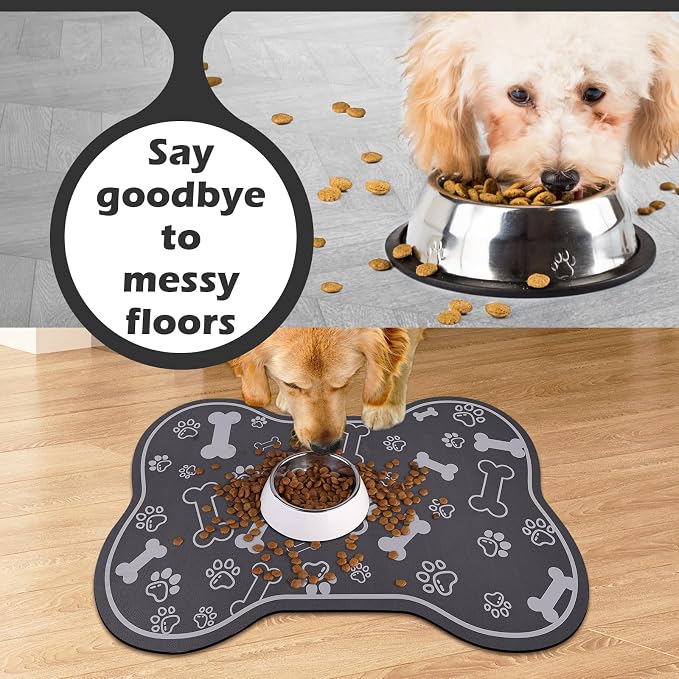 Dog Cat Food Mat, Rapid AbsorbentPet Feeding Mat, Bone Shaped Dog Placemat - Image 4