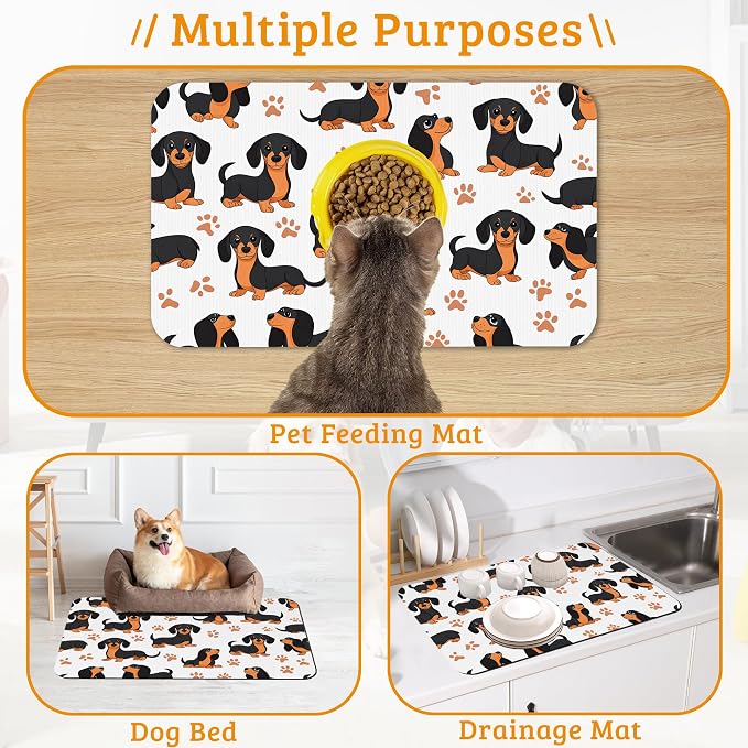 Dog Bowl Mat, Dog Dachshund Pet Feeding Mat - Image 7