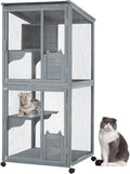69-Inch Catio, Wooden Cat Enclosure, 4-Tier Cat House w/Waterproof Roof by Unknown