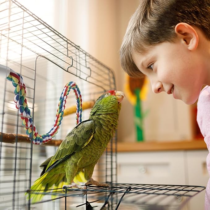 Bird Rope Perches for Parrots, Cockatiels, Budgie Cages Comfy Birds Colorful - Image 3