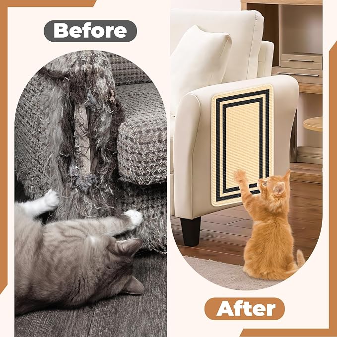 Cat Scratcher Mat, 23.6x15.7 Inch Natural Sisal Cat Scratch Pad, Horizontal Cat - Image 5