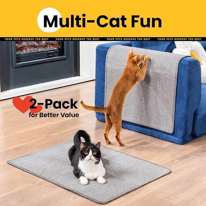 Cat Scratcher Mat, Natural Sisal Cat Scratch Pad - Image 2