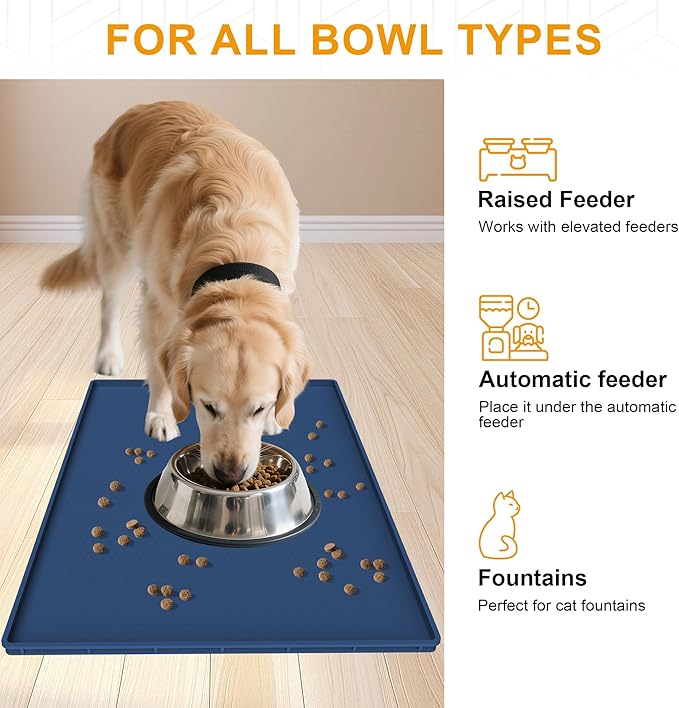 Mofason Pet Food Mat Waterproof Dog Mat 24”x16” Large – 0.5” inch Raised Edge - Image 6