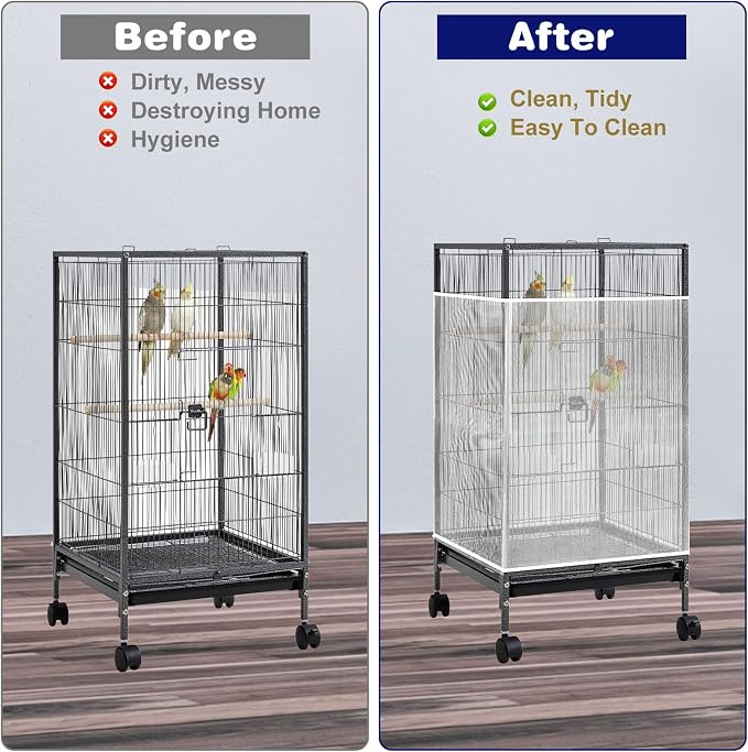 Universal Bird Cage Seed Catcher Net, Stretchy Band Skirts Bird Cage Net - Image 4