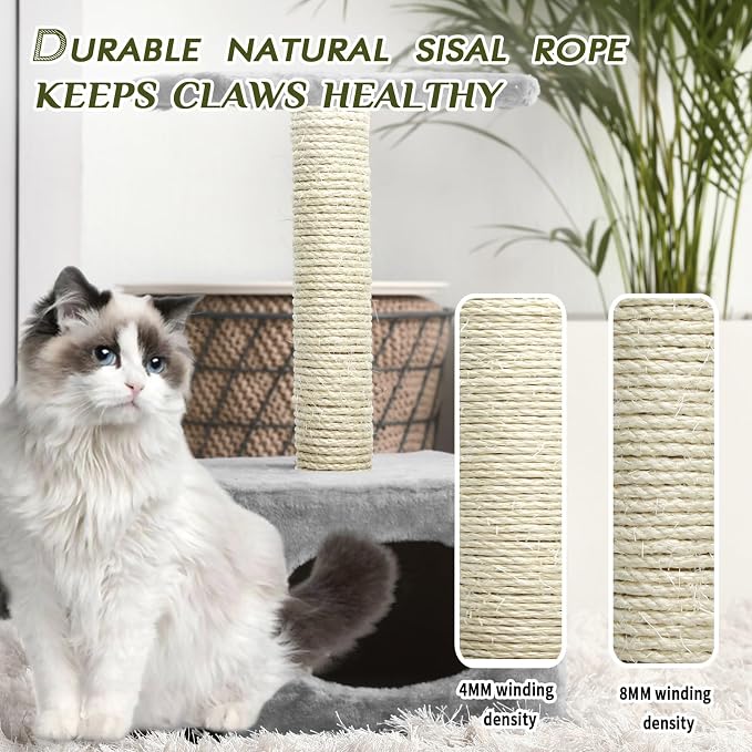 Natural Sisal Rope 8mm 98-Feet for Cat Scratching Post Tree Tower Replacement - Image 4