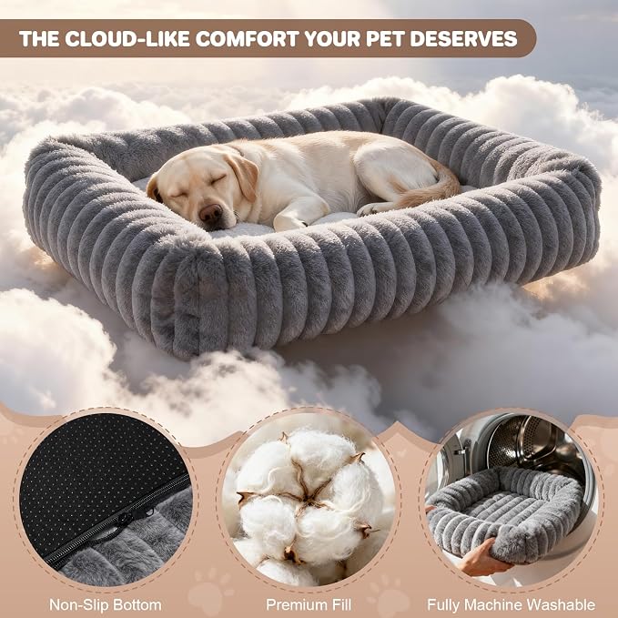 Dog Beds Large Sized Dog, Washable Self Warming Dog Cat Bed Rectangle - Image 3