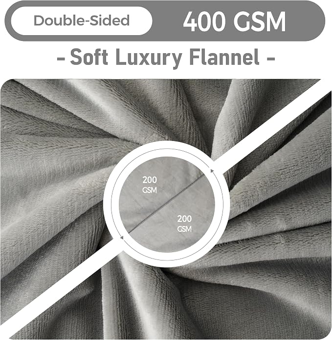 Waterproof Dog Blankets Light Grey Pet Blanket 60"x80", Soft Fluffy Sofa Car - Image 3