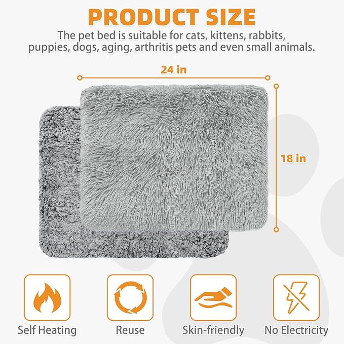 KOOLTAIL Self Warming Cat Bed, 4 Pack 18*24in Plush Extra Warm Self Heating Pet - Image 2