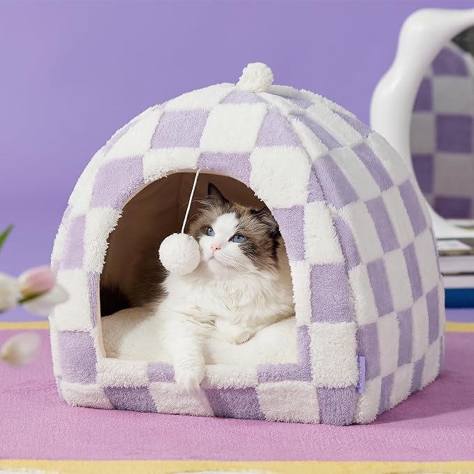 Lesure Cute Cat Beds for Indoor Cats - 2 in 1 Large Cat Cave Bed - Image 6