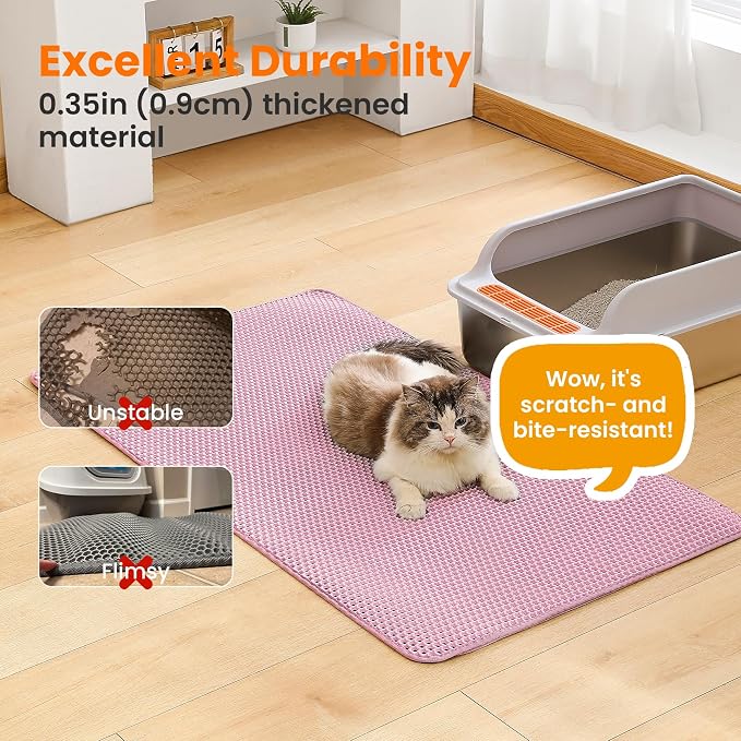 Jumbo Cat Litter Mat, 46x26 Inches Double Layer Honeycomb Litter Trapping Mat - Image 6
