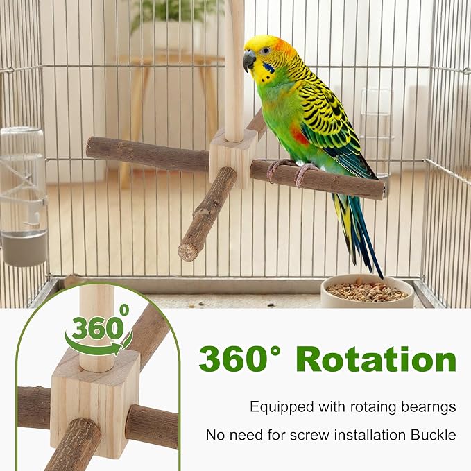Rotating Bird Perches, Natural Wooden Perch - Image 3
