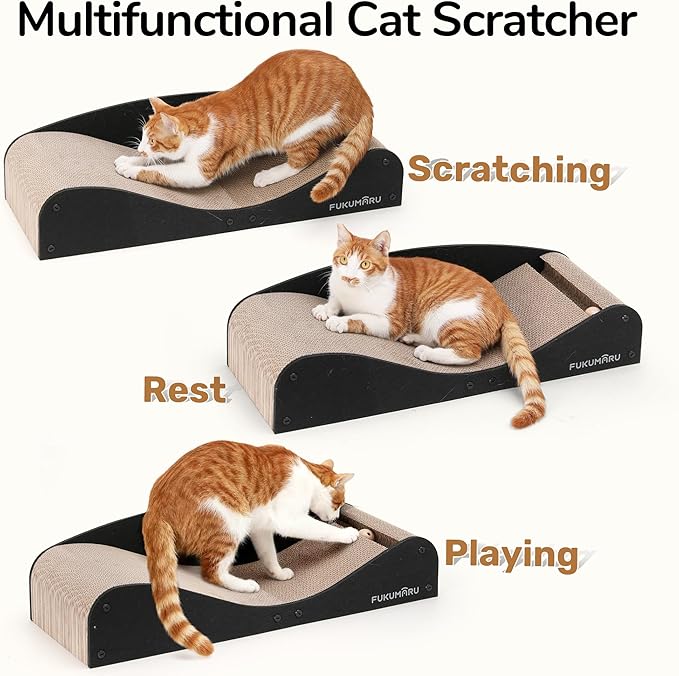FUKUMARU Cardboard Cat Scratcher Bed, Extra Long 29.1 Inch Cat Scratch Bed - Image 2