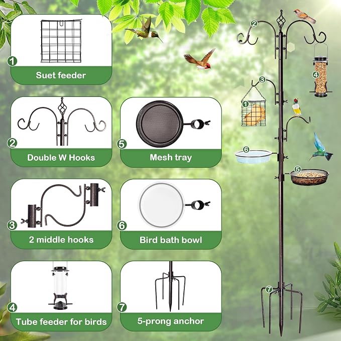 Bird Feeding Station Kit, 87 Inches Bird Feeder Pole - Image 3