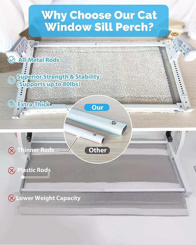 Heavy-Duty Cat Window Perch 2-Pack – All-Metal Frame Supports up to 120 lbs - Image 4
