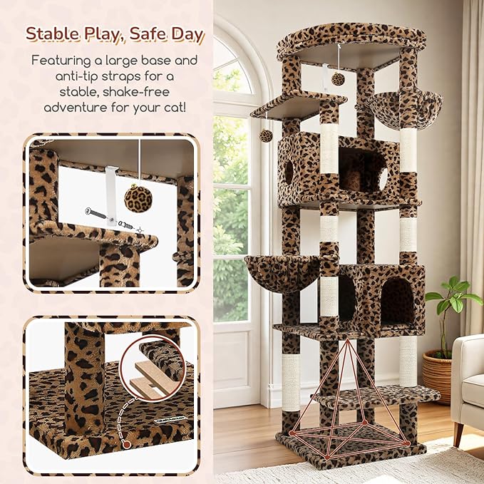 Globlazer Heavy Duty Cat Tree, 74inch Sturdy Cat Tower - Image 5