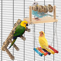 4 Pcs Bird Perch with Swing, Parrot Perches Platform with Chew Blocks, Natural by DBNESS