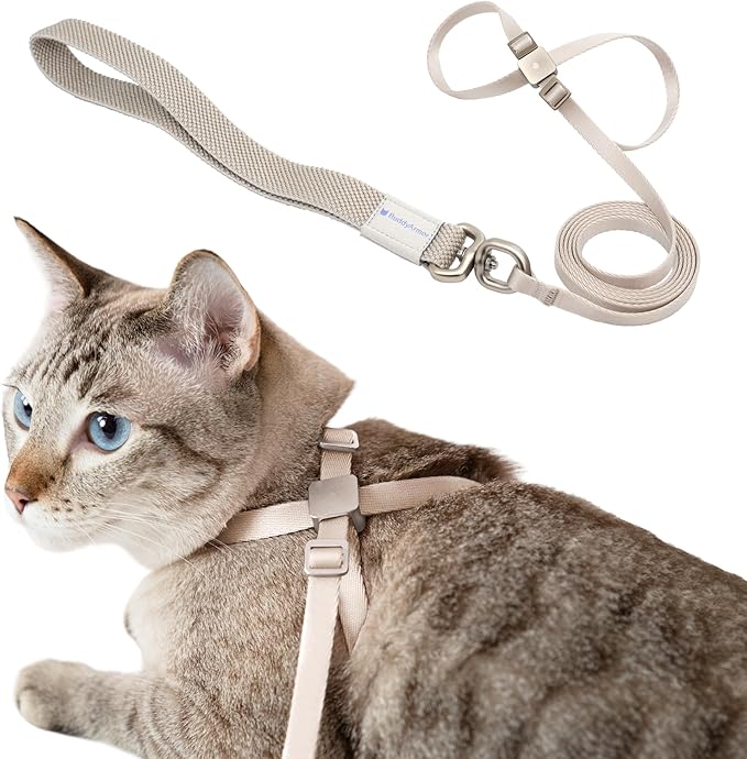 Cat Harness and Leash 2-in-1, Escape Proof Anti-Chocking Harness Adjustable by BuddyArmor