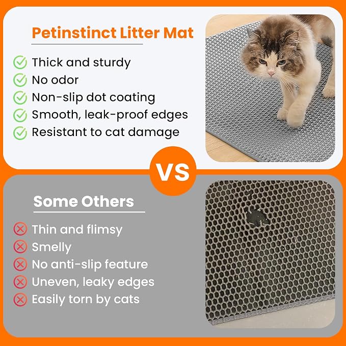 Jumbo Cat Litter Mat, 46x26 Inches Double Layer Honeycomb Litter Trapping Mat - Image 3