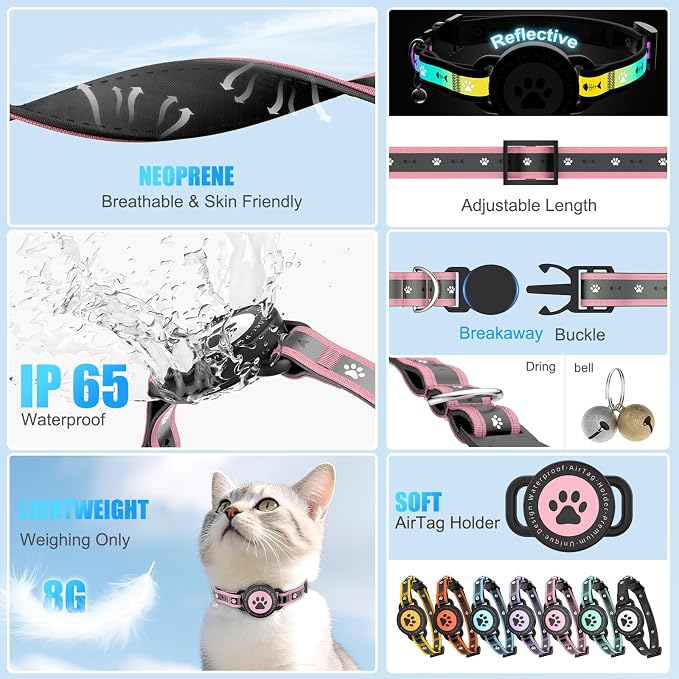 Airtag Cat Collar Breakaway, Reflective Cat Collar - Image 2