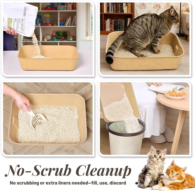 6 Pack Disposable Cat Litter Boxes, Durable Leak-Proof Cardboard Kitty Litter - Image 5