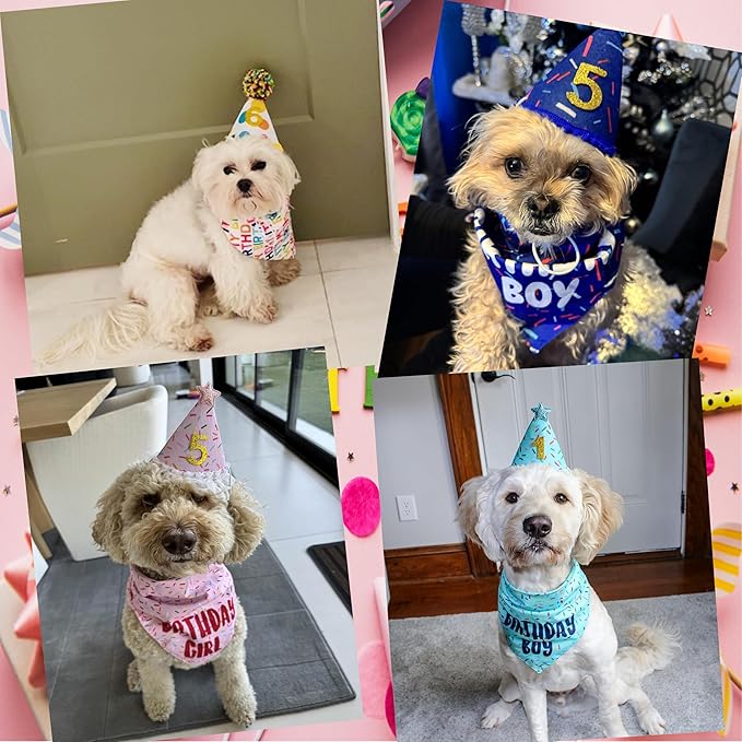 Dog Birthday Bandana Set, It's My Birthday Dog Scarfs, Pet HBD Party Decor - Image 6