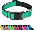Reflective Dog Collar, Adjustable Soft Neoprene Padded Nylon Pet Collars by PWOD