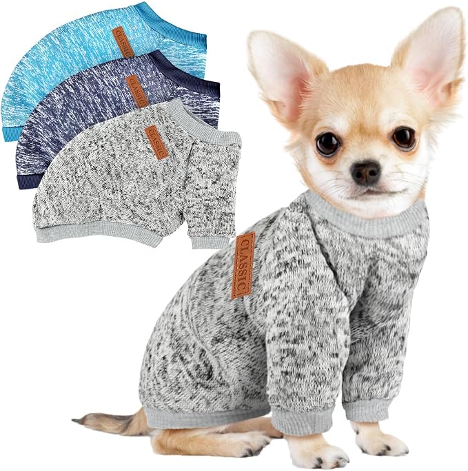 3 Pack Dog Sweaters for Small Dogs Girl Boy Winter Fleece Clothes Warm Soft Dog by BAOBICUTE
