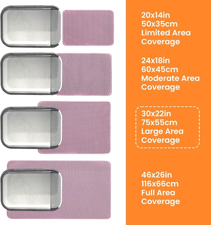 Extra Large Cat Litter Mat, 30x22 Inches Honeycomb Double Layer Cat Litter - Image 9