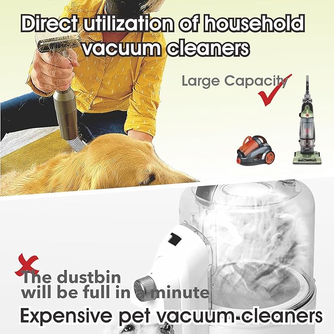 Pet Vacuum Grooming Brush Hair Comb Shedding Deshedding Attachment Tool - Image 3