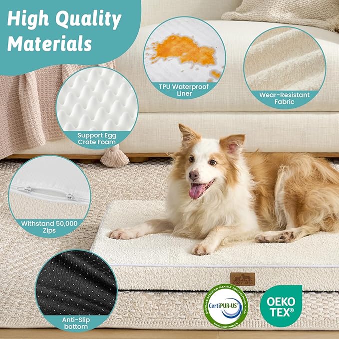 Dog Crate Bed for Medium Small Size Dogs, Rectangular Orthopedic Dog Beds - Image 5