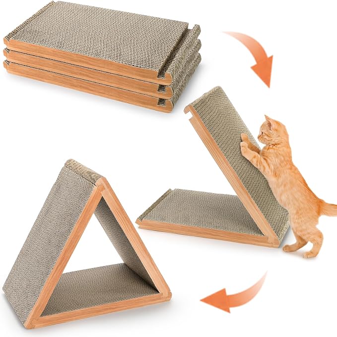 Nicunom 3-Sided Vertical Cat Scratching Post, Cat Scratcher Foldable, Triangle - Image 3