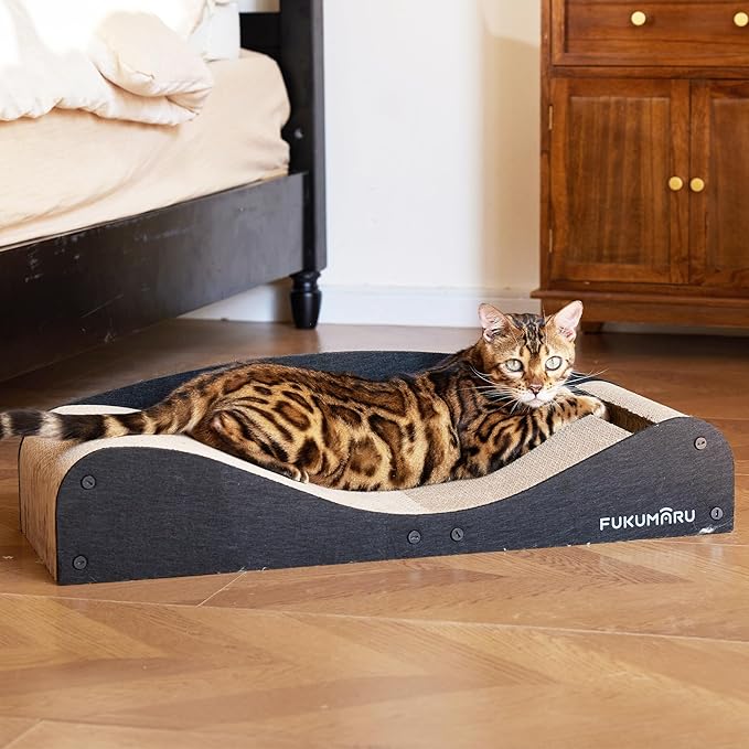 FUKUMARU Cardboard Cat Scratcher Bed, Extra Long 29.1 Inch Cat Scratch Bed by FUKUMARU