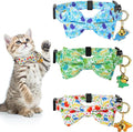 3 PCS Cat Collars with Bow Tie and Bell, Cat Collars Dinosaurs Pattern by DragonflyDreams