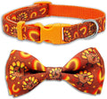 Thanksgiving Dog Collar with Bow Tie Set, Holiday Turkey Pattern Pet Collar by PohshidoPet