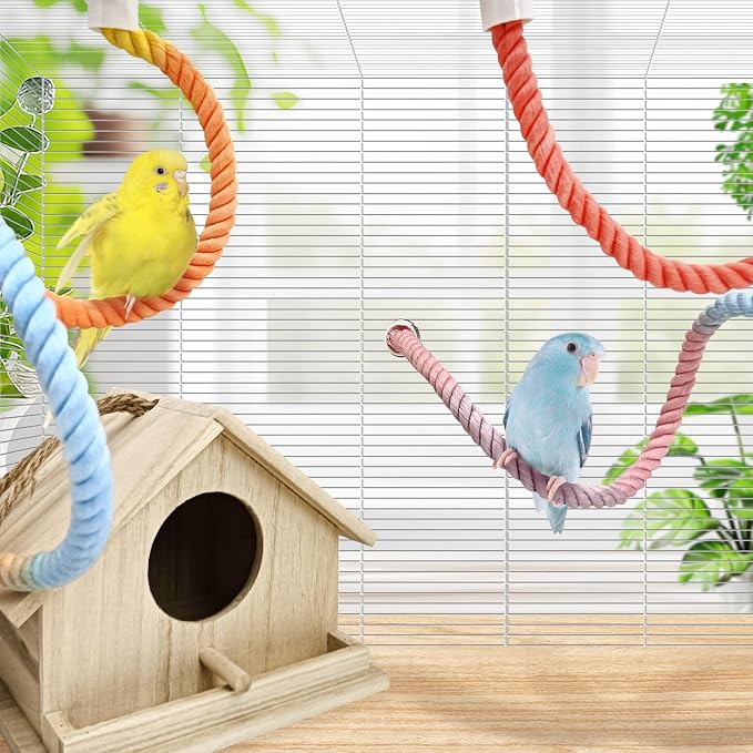 BNOSDM 3 Pcs Rope Perches for Bird Cages Gradient Sunset Color Bendable - Image 6