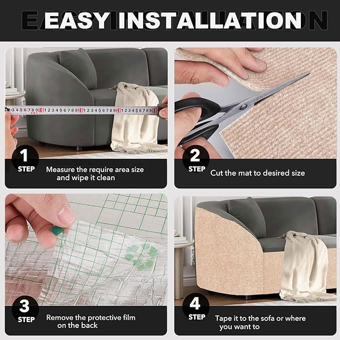 78.7"X15.8" Self-Adhesive Cat Scratching Mat, Couch Protector from Cat Claws - Image 5