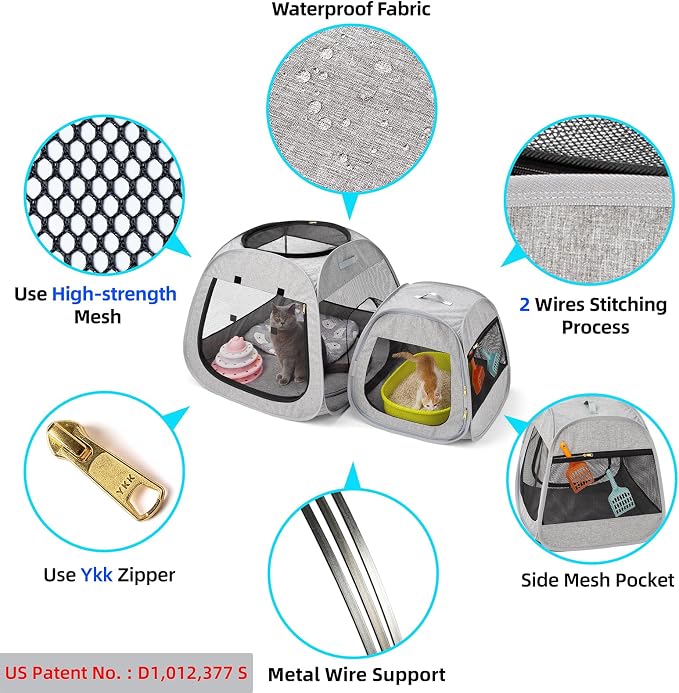 Tenrai Portable Cat Playpen, Trapezoidal Design - Image 6