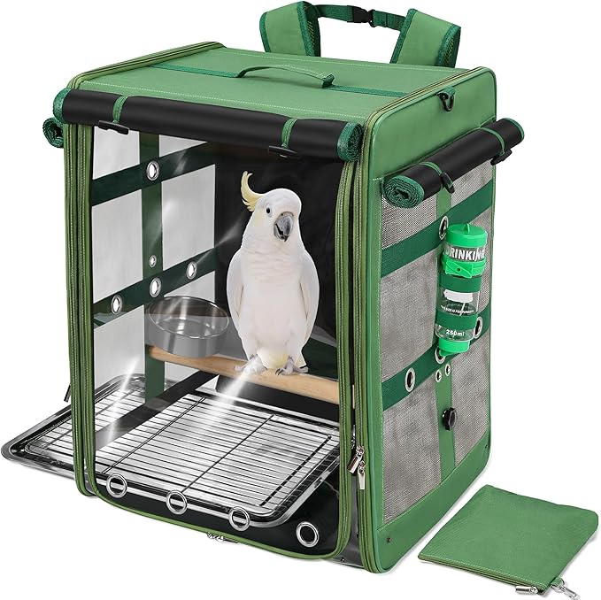 Suertree Bird Carrier Travel Cage, Cockatoo Carrier, Parrot Travel Backpack by Suertree