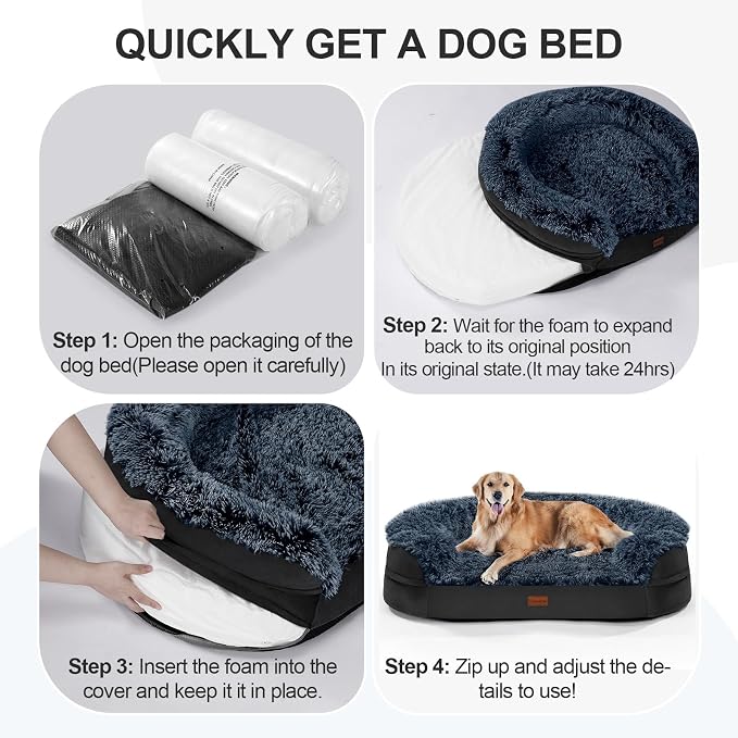 Black Orthopedic Dog Beds for Extra Large Dogs, Removable Washable Cover - Image 7